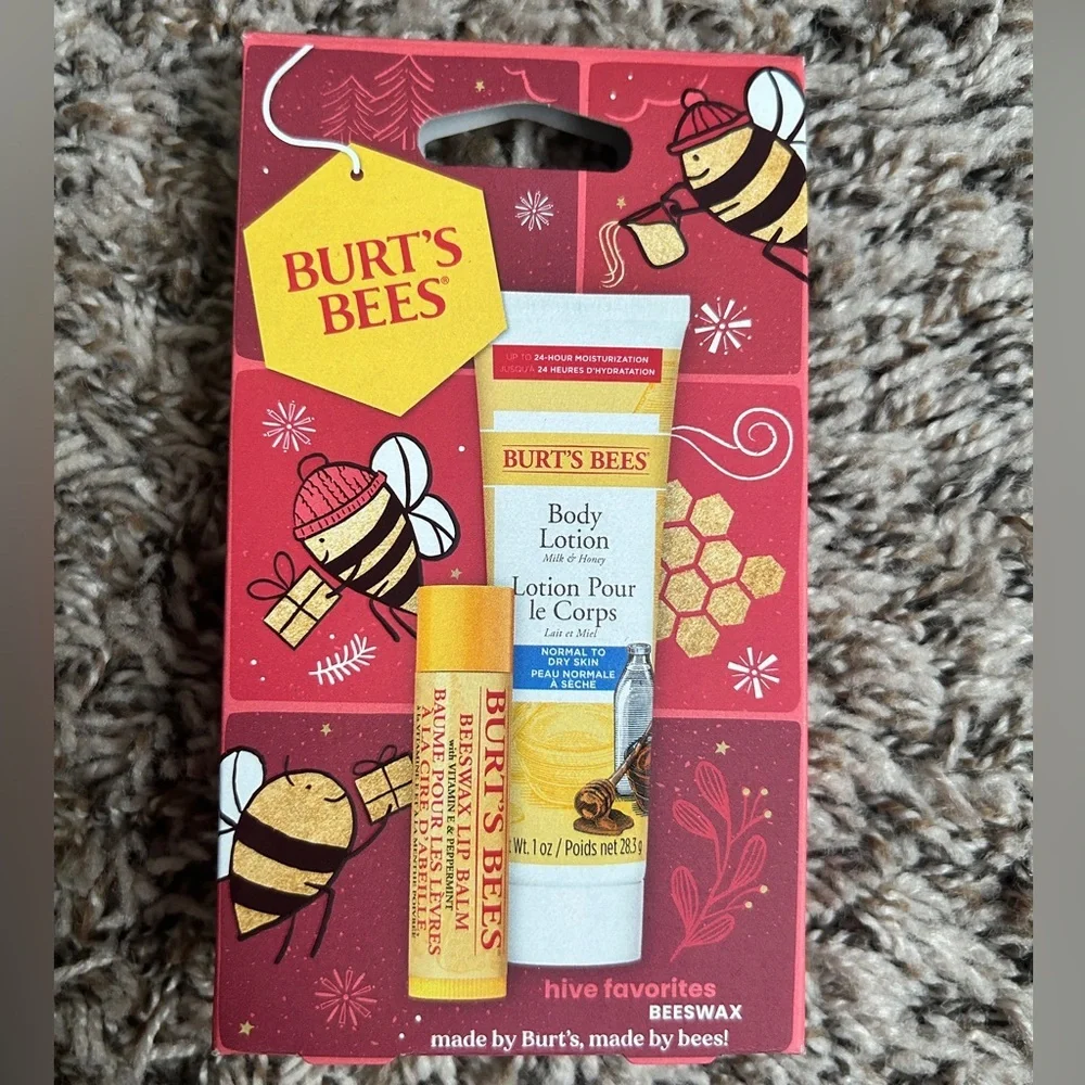 Burt’s Bees Hive Favorites Gift Set – Lip Balm & Body Lotion – New
